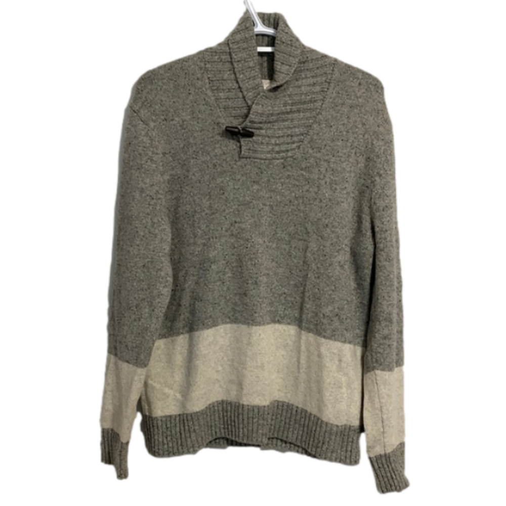 Gap Lambs Wool Shawl Neck Sweater Size Medium Grey/Beige